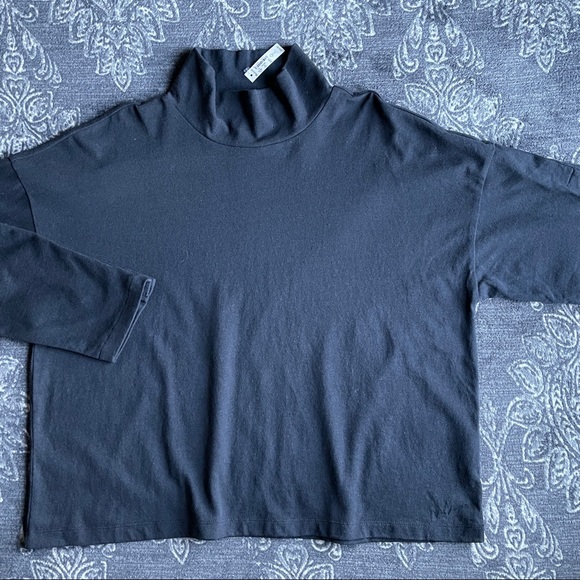 Madewell Button-Sleeve Turtleneck Top Black XL - Picture 3 of 8